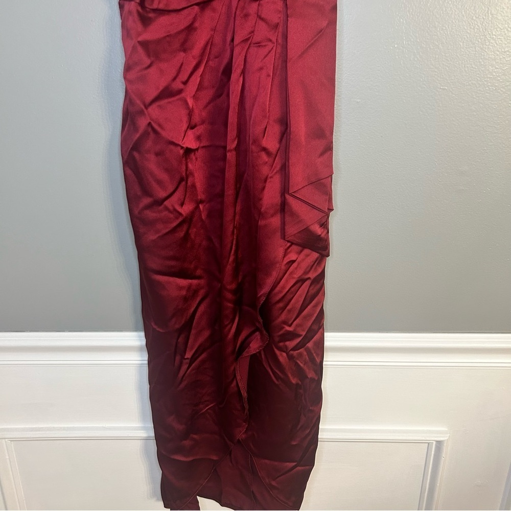 Nasty Gal Burgundy Love at First Sight Wrap Dress, Size 6 - Picture 7 of 11